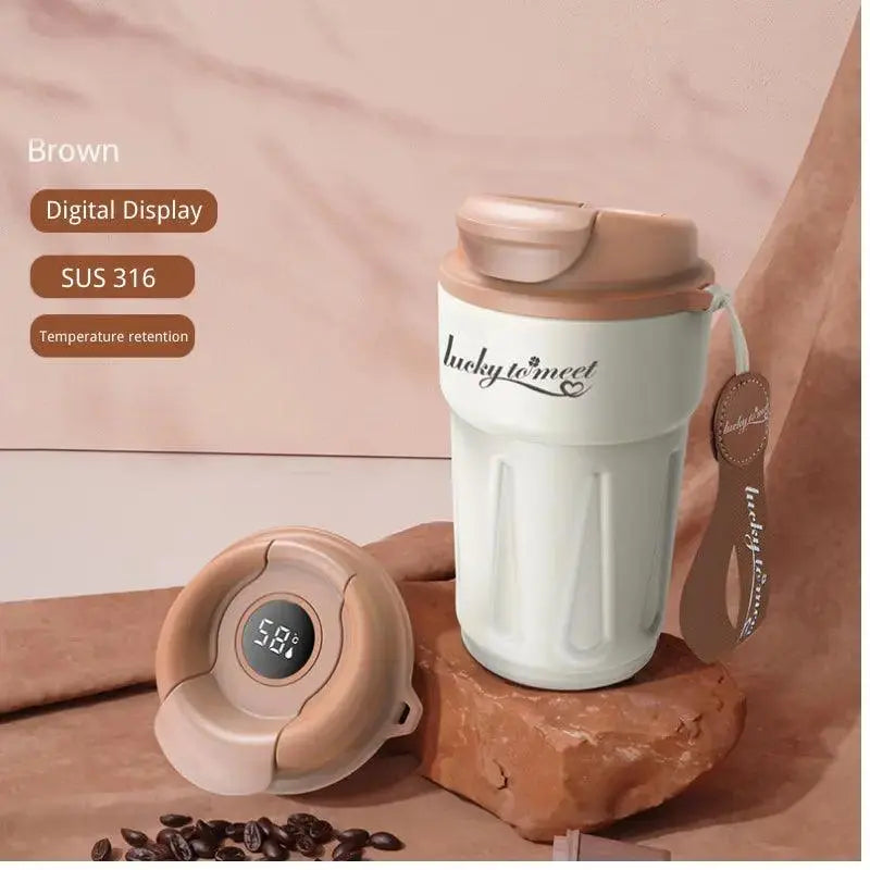 Stainless Steel Travel Coffee Mug with Temperature Display 我的商店